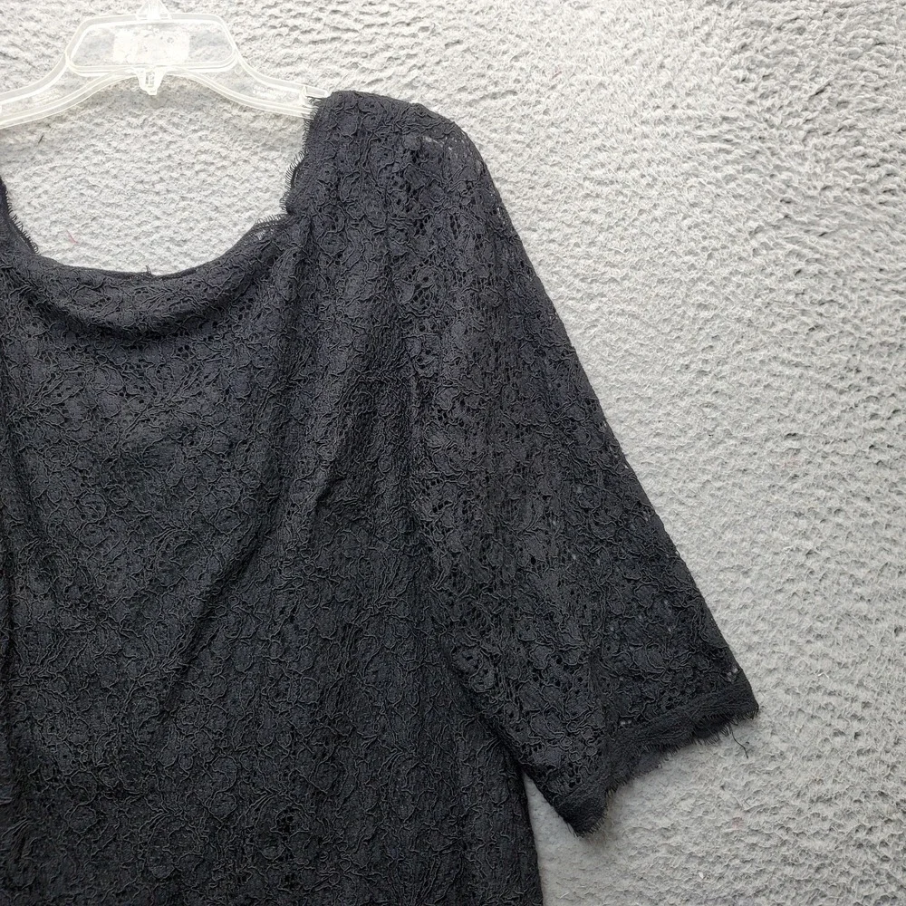 Adrianna Papell Sheath Dress Women 14W Black Crochet Lace Overlay Lined Back Zip
